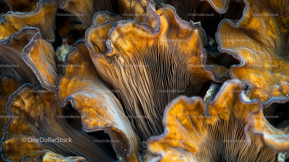 Intricate Textures of Forest Mushrooms in Vibrant Detail