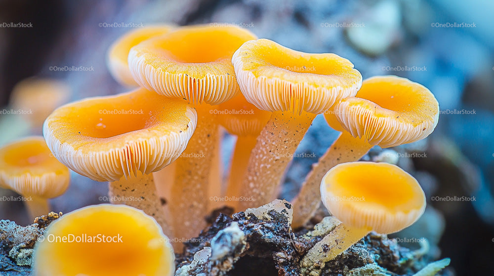 Close-Up of Vibrant Orange Mushrooms in a Natural Habitat