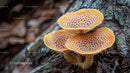 Cluster of Brown Mushrooms on Forest Floor