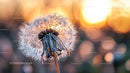 Dandelion Against a Glowing Sunset Background