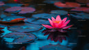 Vibrant Pink Water Lily Floating on a Tranquil Pond