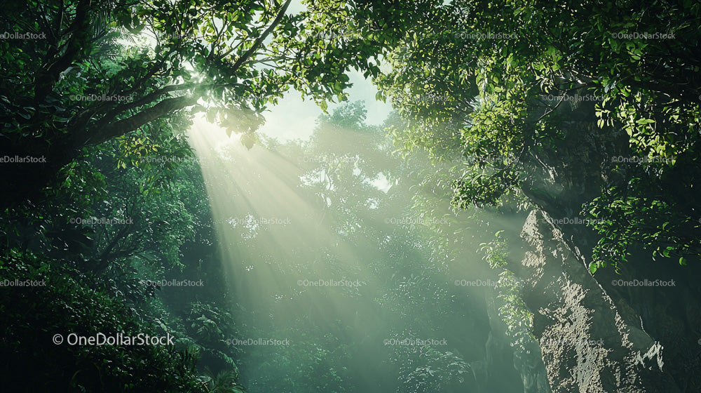 Sunlight Filtering Through Lush Forest Canopy