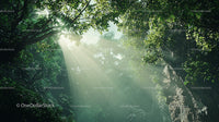 Sunlight Filtering Through Lush Forest Canopy