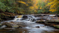 Scenic Autumn Waterfall Surrounded by Vibrant Forest Foliage