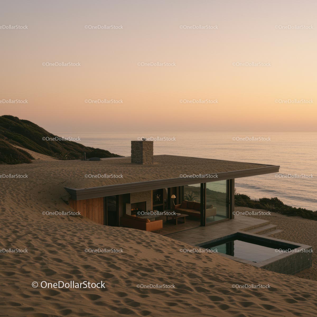 Modern Cliffside House with Glass Walls and Infinity Pool