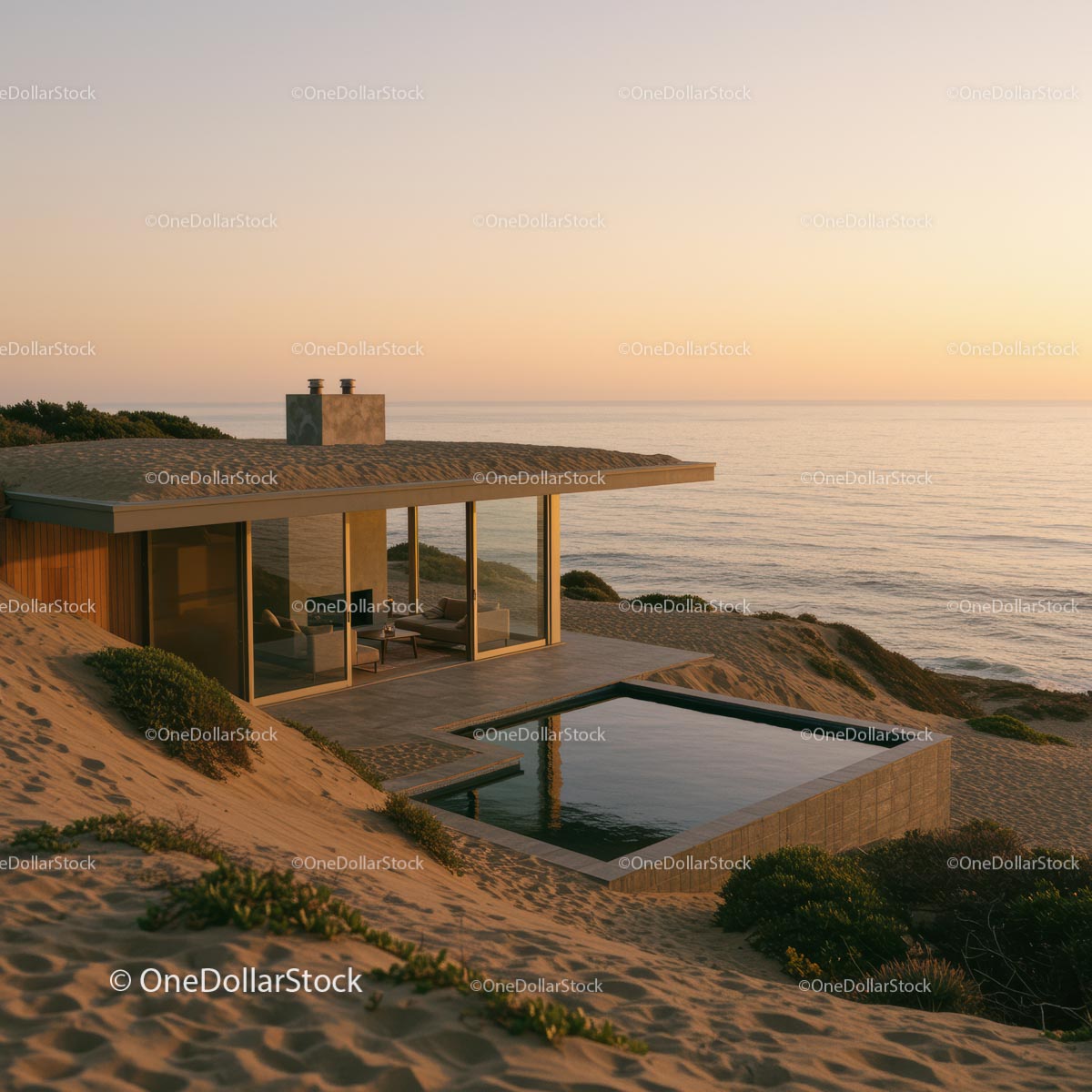 Modern Cliffside House with Glass Walls and Infinity Pool