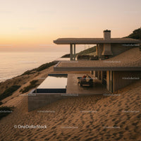Modern Cliffside House with Glass Walls and Infinity Pool