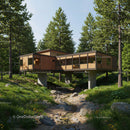 Modern Elevated Wooden House in Green Forest