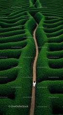 Woman in White Walking Through Lush Green Maze