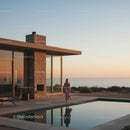 Modern Coastal House at Sunset with Poolside View