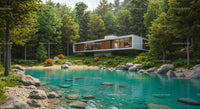 Modern Forest Retreat Overlooking Tranquil Lake