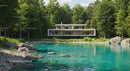 Modern Forest Retreat by a Tranquil Pond
