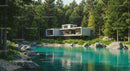 Modern Forest Retreat by a Tranquil Pond