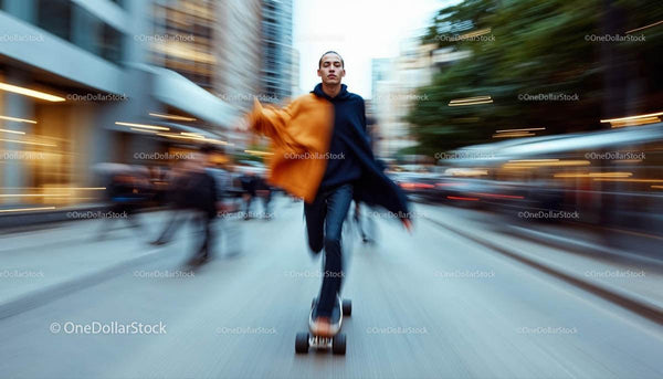 Dynamic Skateboarder in Urban Setting
