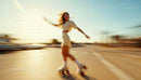 Young Woman Roller Skating on a Sunny Day