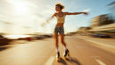 Young Woman Roller Skating in Urban Sunshine