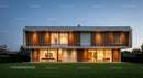 Modern Two-Story House with Evening Lighting