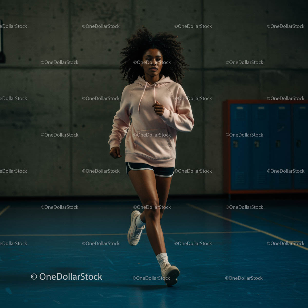 Woman Jogging Indoors in a Modern Gym Setting