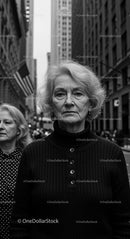 Mature Women in Urban Black and White Setting