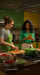 Women Preparing a Healthy Meal Together in a Vibrant Kitchen
