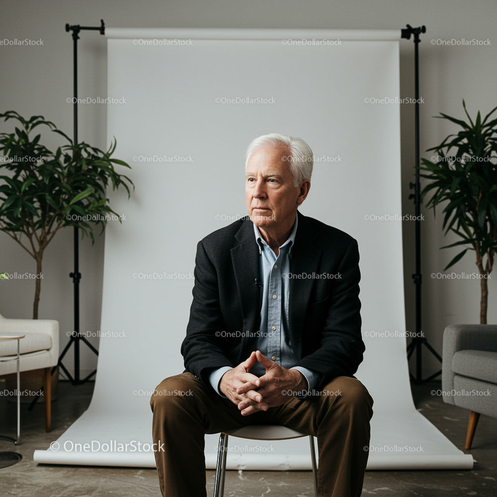 Senior Gentleman in Formal Attire Seated in Indoor Studio