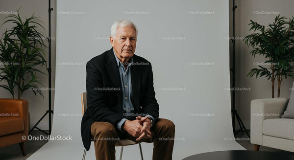 Senior Man in Casual Attire in a Modern Interior Setting
