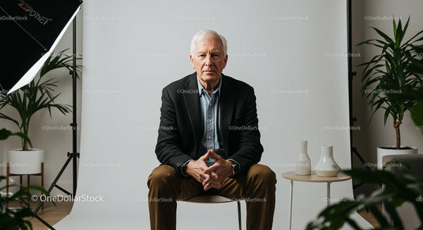 Elderly Gentleman in Business Attire in Studio Setting
