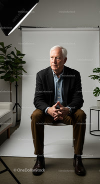 Senior Man in Thoughtful Studio Portrait Session