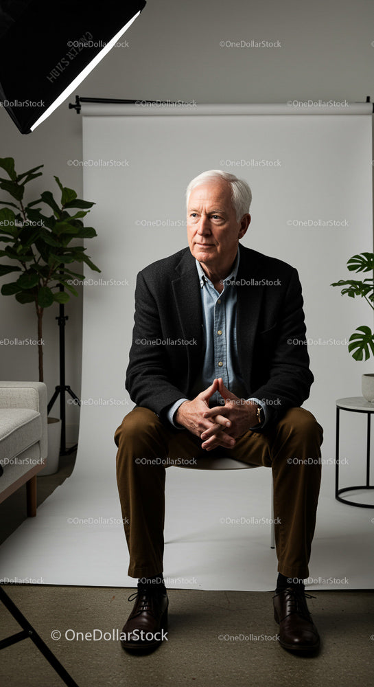 Senior Man in Thoughtful Studio Portrait Session