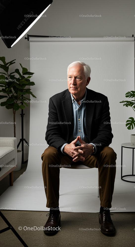 Senior Man in Thoughtful Studio Portrait Session