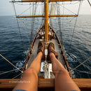 Relaxing on Deck of Majestic Sailing Ship with Ocean View