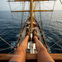 Relaxing on Deck of Majestic Sailing Ship with Ocean View