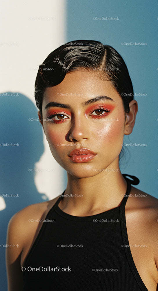 Elegant Portrait of Woman with Bold Makeup