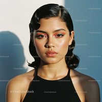 Modern Portrait of Young Woman with Artistic Makeup