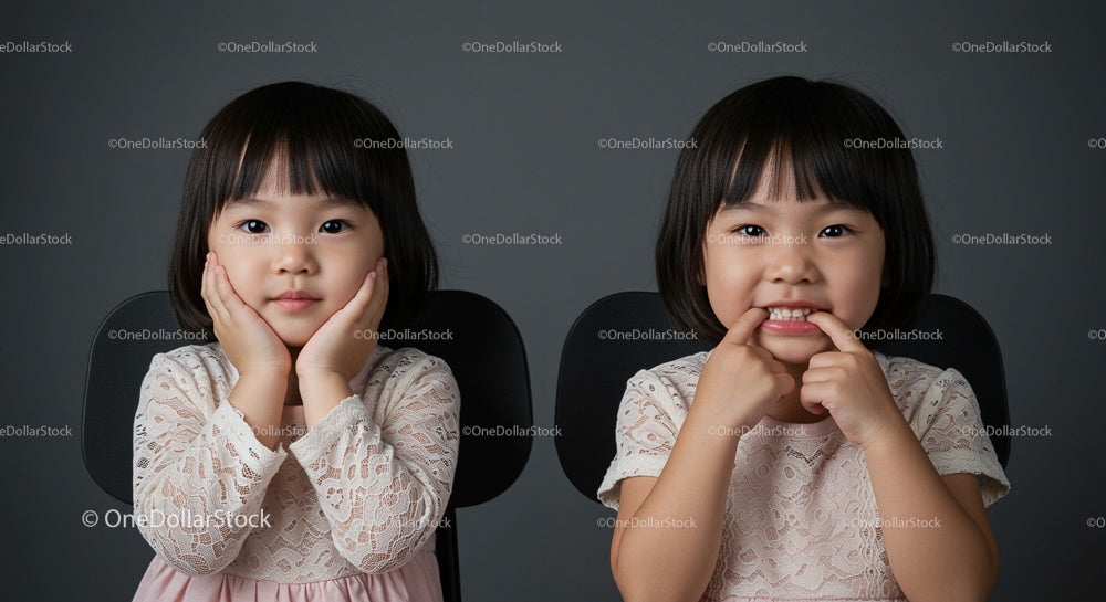 Adorable Twin Girls with Playful Expressions