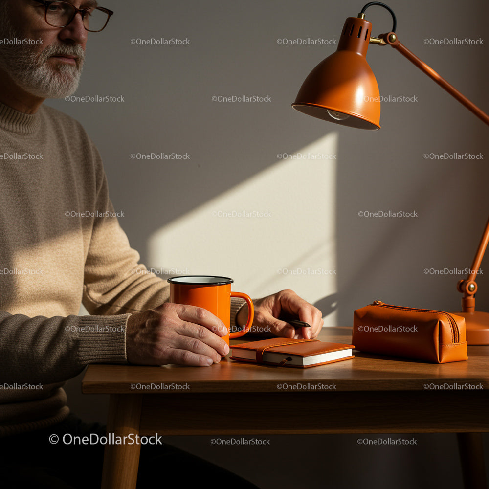 Warm Morning Light in a Cozy Home Workspace