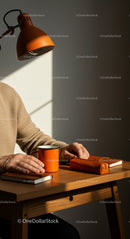 Cozy Home Office Desk with Orange Accents