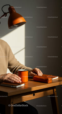 Cozy Home Office Desk with Orange Accents