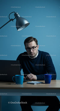 Serious Professional at Work in Modern Office Environment