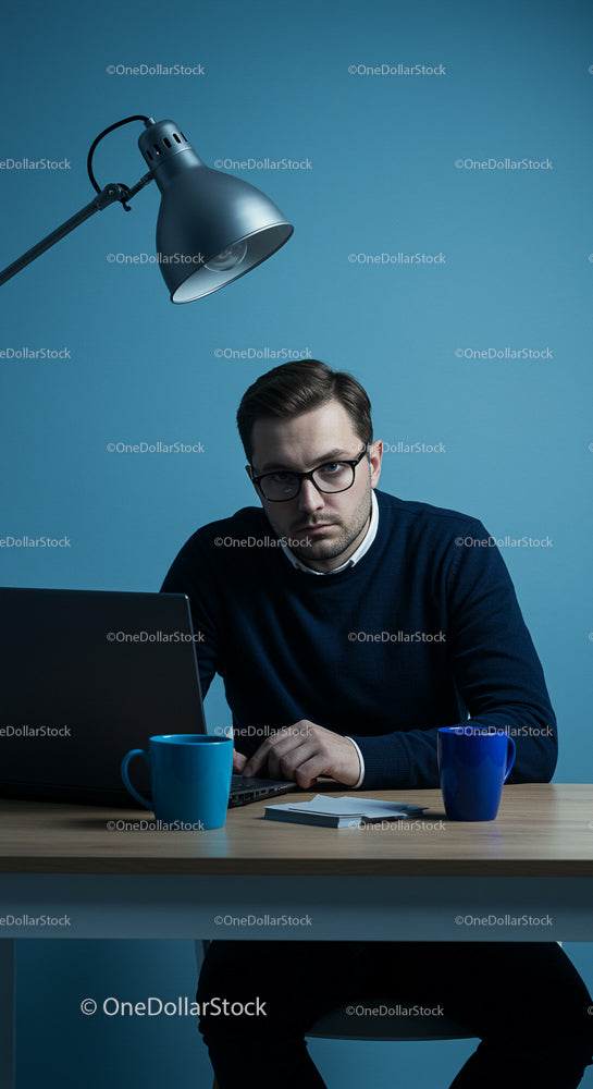 Serious Professional at Work in Modern Office Environment