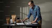 Dedicated Entrepreneur Reviewing Product Packaging Ideas