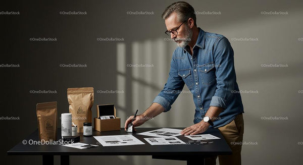 Dedicated Entrepreneur Reviewing Product Packaging Ideas