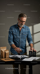 Mature Businessman Analyzing Documents in Office
