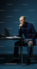 Thoughtful Businessman in Modern Office Setting