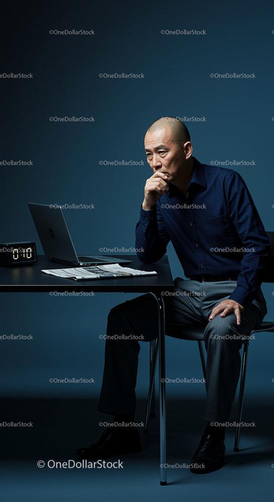 Thoughtful Businessman in Modern Office Setting