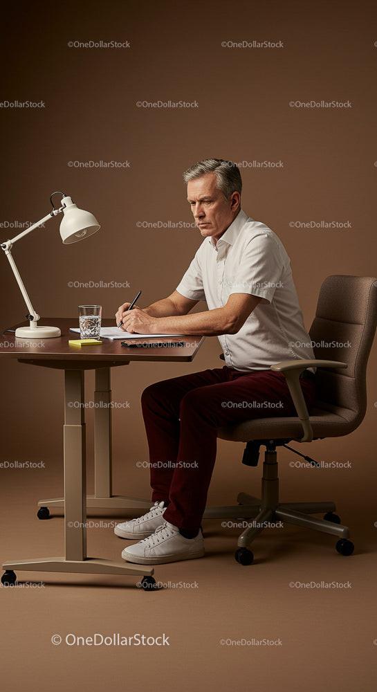 Professional Man Working at Modern Office Desk