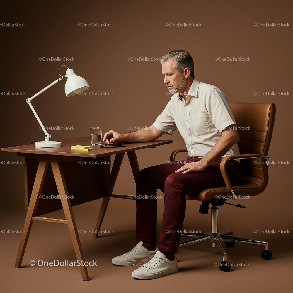 Mature Businessman Working in a Modern Office Setting