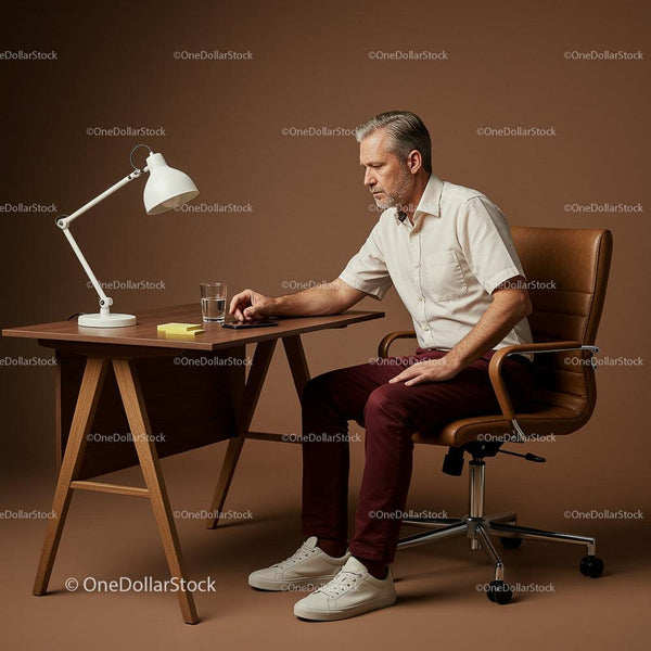 Mature Businessman Working in a Modern Office Setting