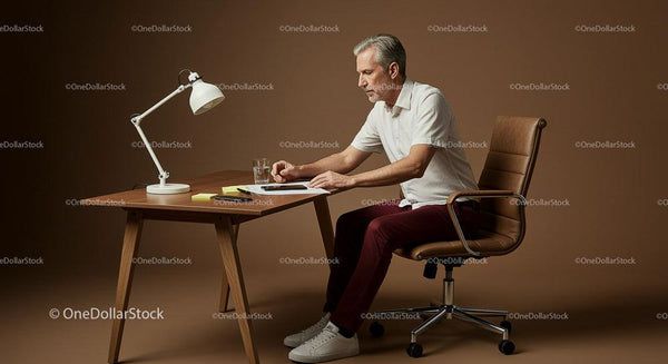 Senior Man in Elegant Home Office Setting with Documents