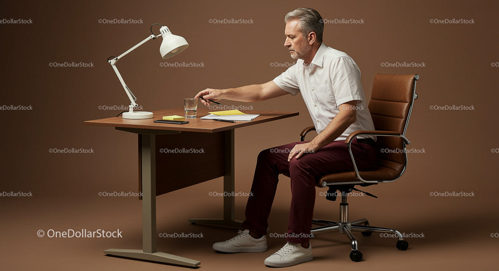 Senior Businessman Working at Modern Office Desk